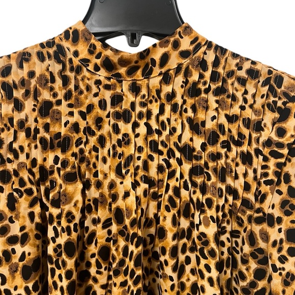 Aritzia Babaton XS Women’s leopard cheetah print long sleeve mock neck pleated - Picture 5 of 7